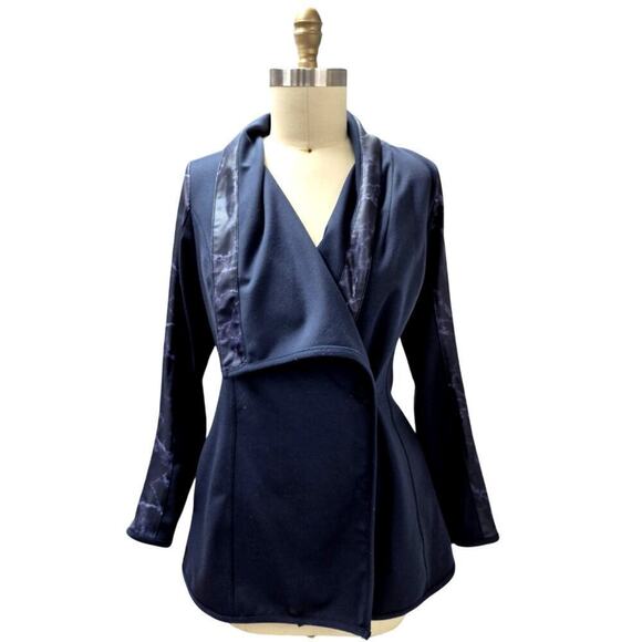 DG2 by Diane Gilman Shawl Collar Jacket Blue Large - Picture 3 of 8